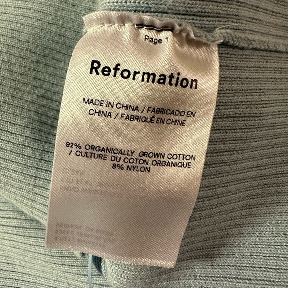 Reformation Carol Cotton Sweater Tank Ribbed Halter Crop Top Mineral Blue - Picture 11 of 13